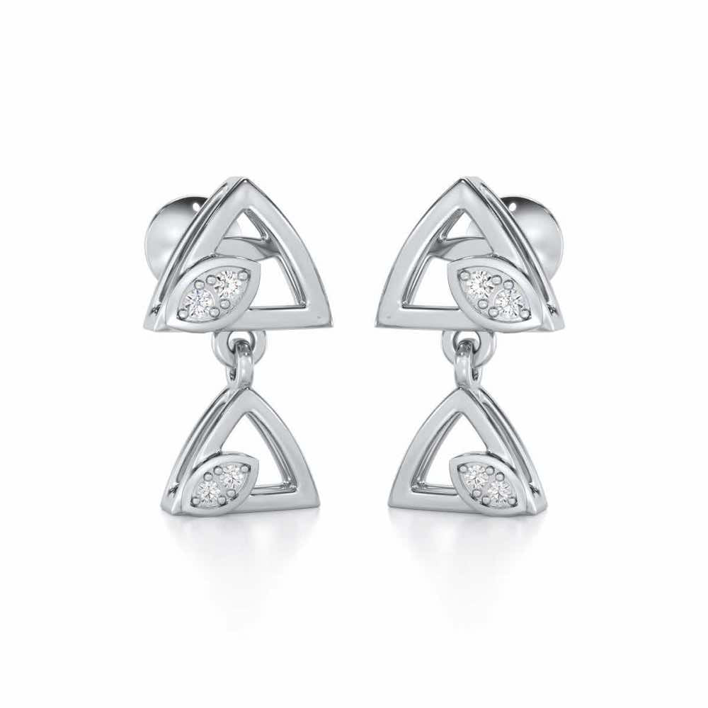 Triangle eyes Silver Earrings - White Gold - Image 2