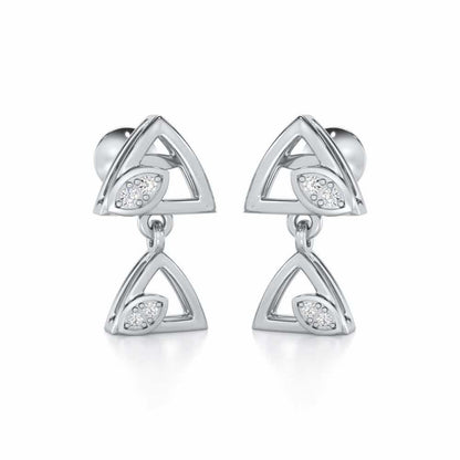 Triangle eyes Silver Earrings - White Gold - Image 2