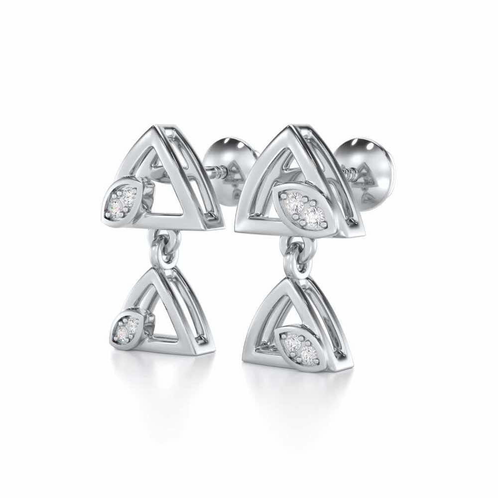 Triangle eyes Silver Earrings - White Gold - Image 3