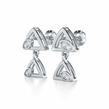 Triangle eyes Silver Earrings - White Gold - Image 3