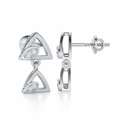Triangle eyes Silver Earrings - White Gold - Image 4