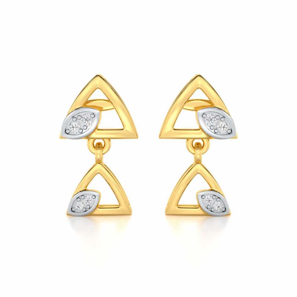 Triangle eyes Silver Earrings - Yellow Gold - Image 1