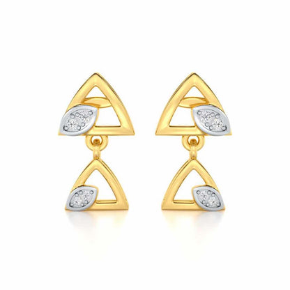 Triangle eyes Silver Earrings - Yellow Gold - Image 1