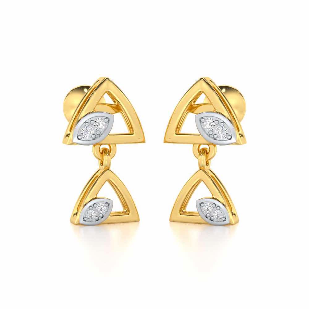 Triangle eyes Silver Earrings - Yellow Gold - Image 2
