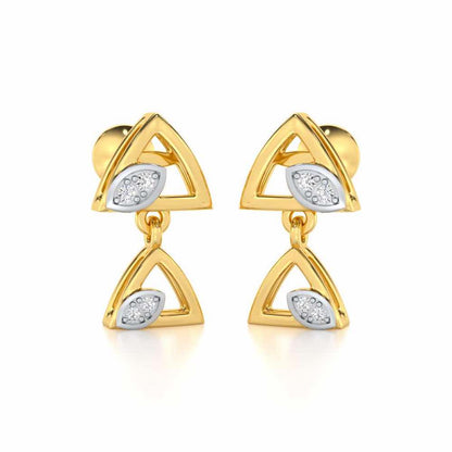 Triangle eyes Silver Earrings - Yellow Gold - Image 2