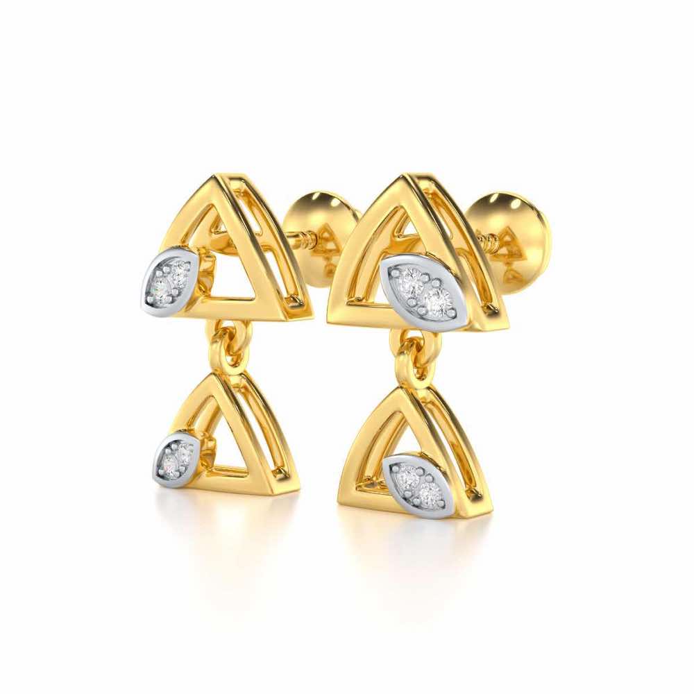 Triangle eyes Silver Earrings - Yellow Gold - Image 3