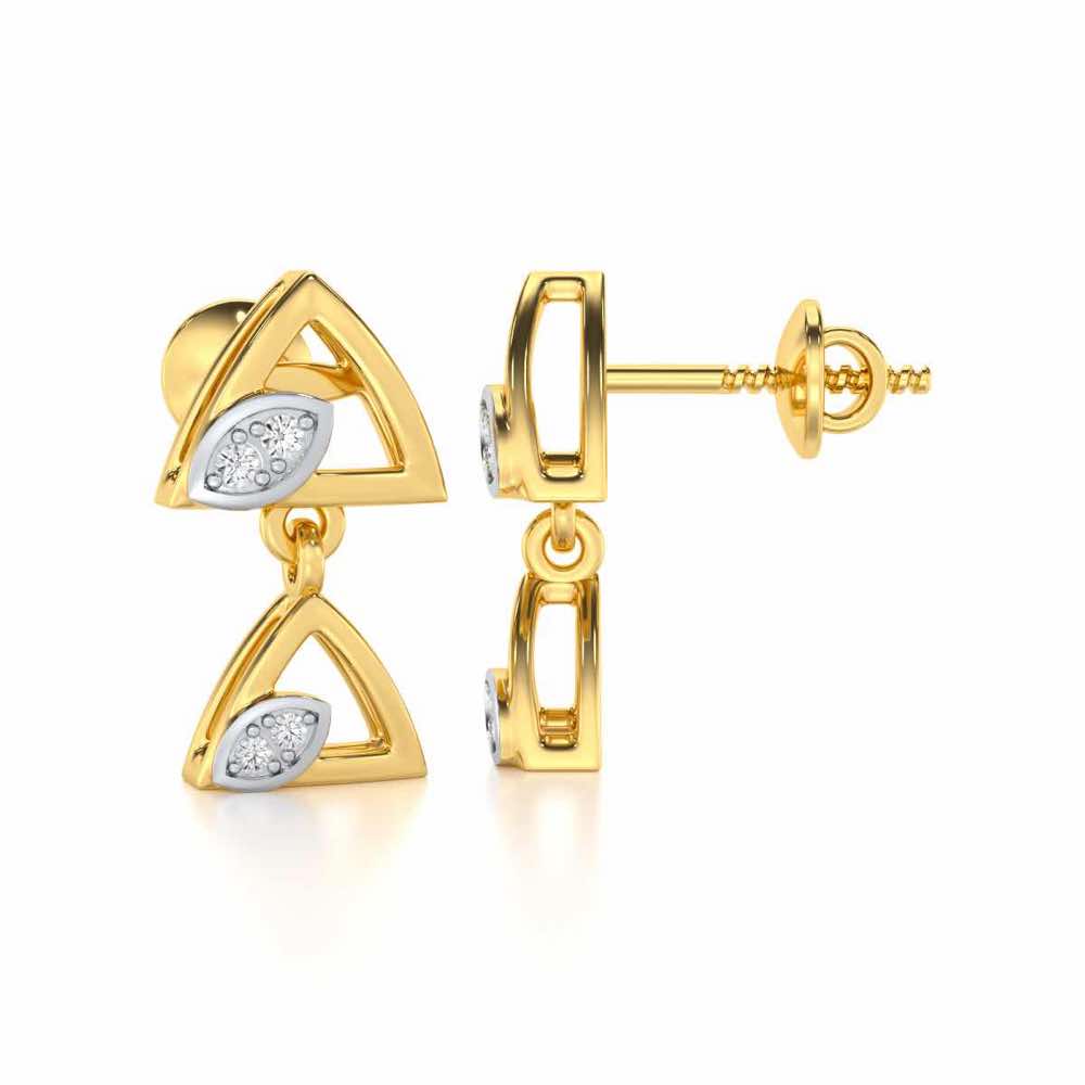 Triangle eyes Silver Earrings - Yellow Gold - Image 4