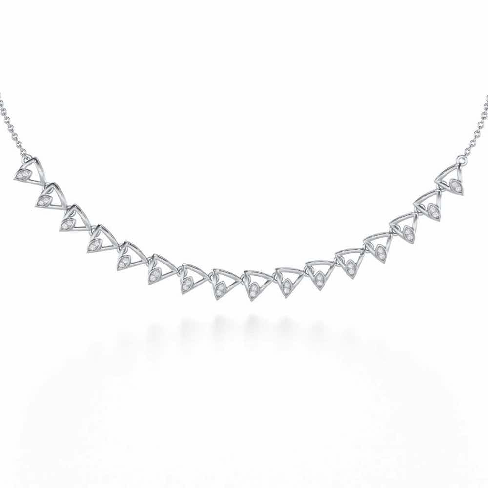 Triangle eyes Silver Necklace - White Gold - Image 1