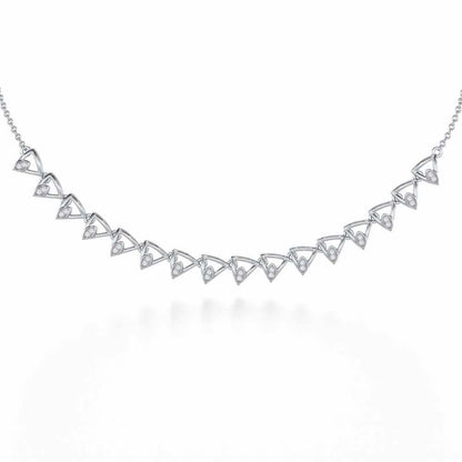 Triangle eyes Silver Necklace - White Gold - Image 1