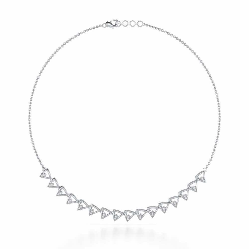Triangle eyes Silver Necklace - White Gold - Image 2