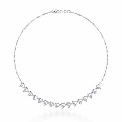 Triangle eyes Silver Necklace - White Gold - Image 2