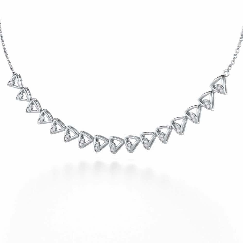 Triangle eyes Silver Necklace - White Gold - Image 3