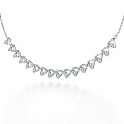 Triangle eyes Silver Necklace - White Gold - Image 3