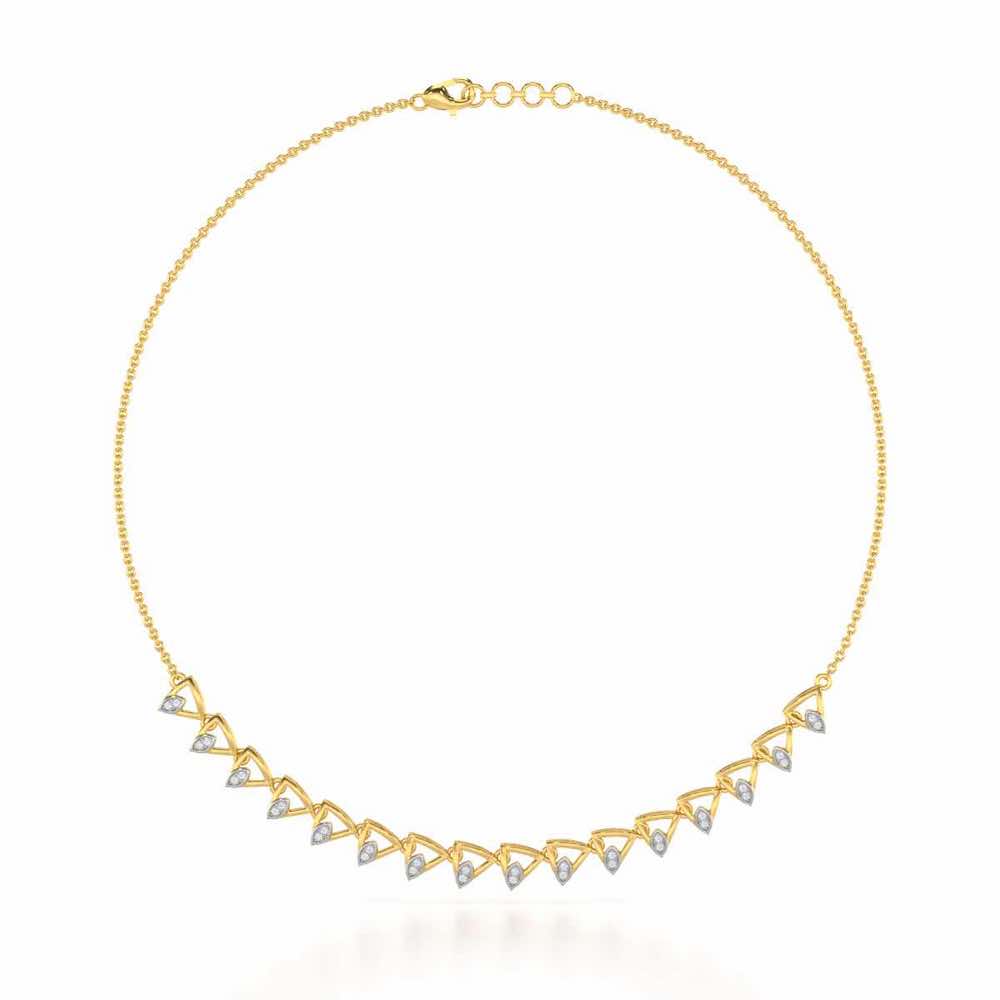 Triangle eyes Silver Necklace - Yellow Gold - Image 2