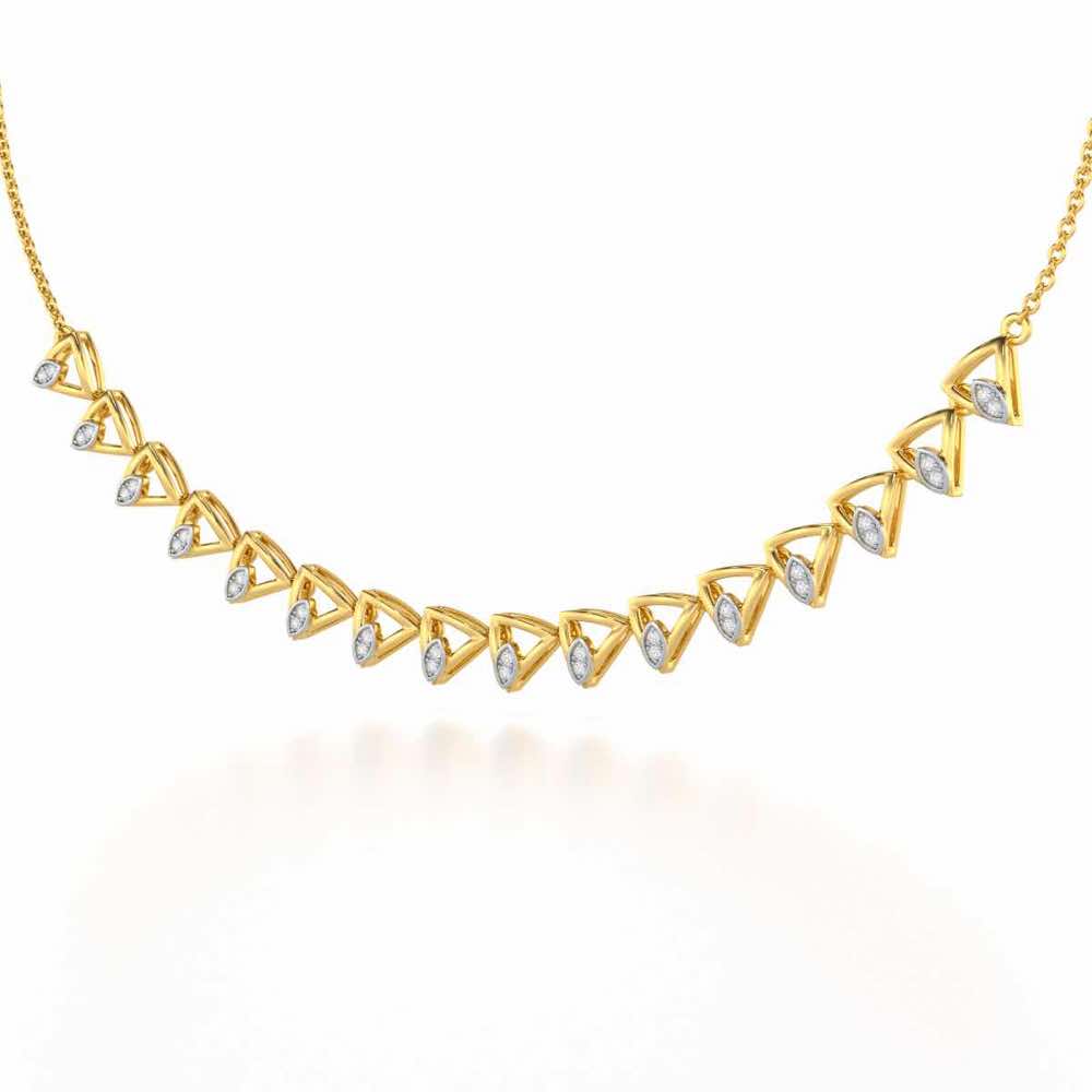 Triangle eyes Silver Necklace - Yellow Gold - Image 3
