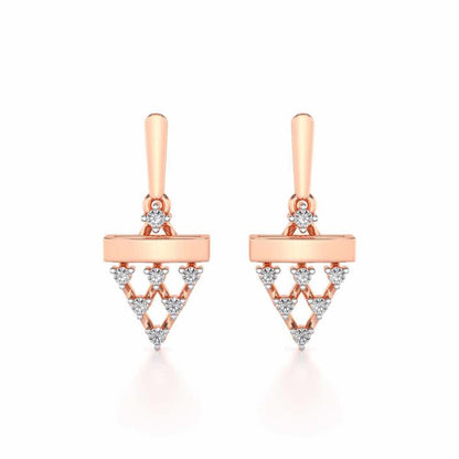 Triangular Saga Silver Earrings - Rose Gold - Image 1