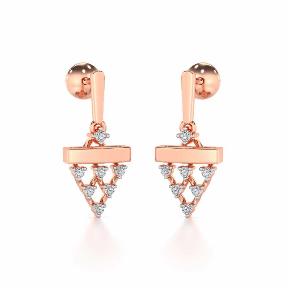 Triangular Saga Silver Earrings - Rose Gold - Image 2