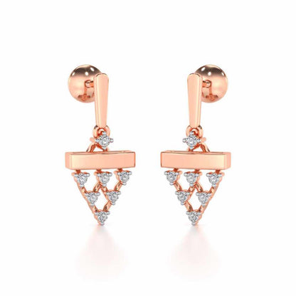 Triangular Saga Silver Earrings - Rose Gold - Image 2