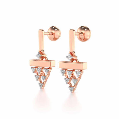 Triangular Saga Silver Earrings - Rose Gold - Image 3