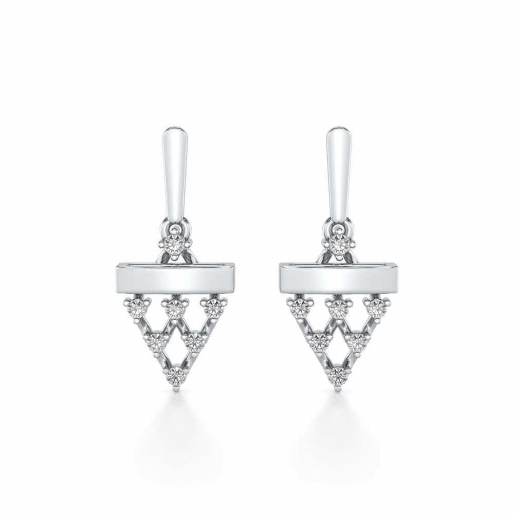 Triangular Saga Silver Earrings - White Gold - Image 1