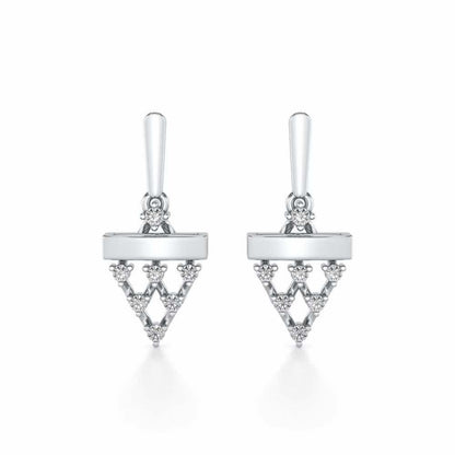 Triangular Saga Silver Earrings - White Gold - Image 1