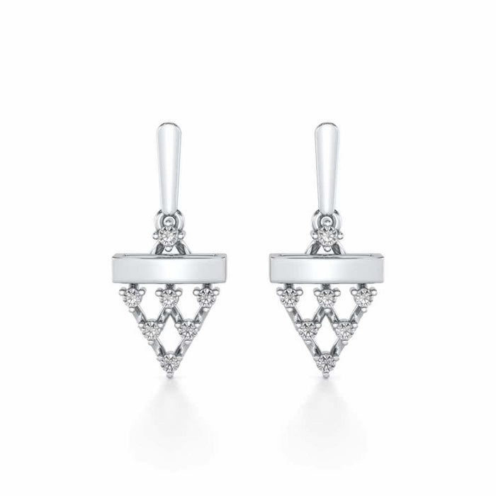 Triangular Saga Silver Earrings - White Gold - Image 1