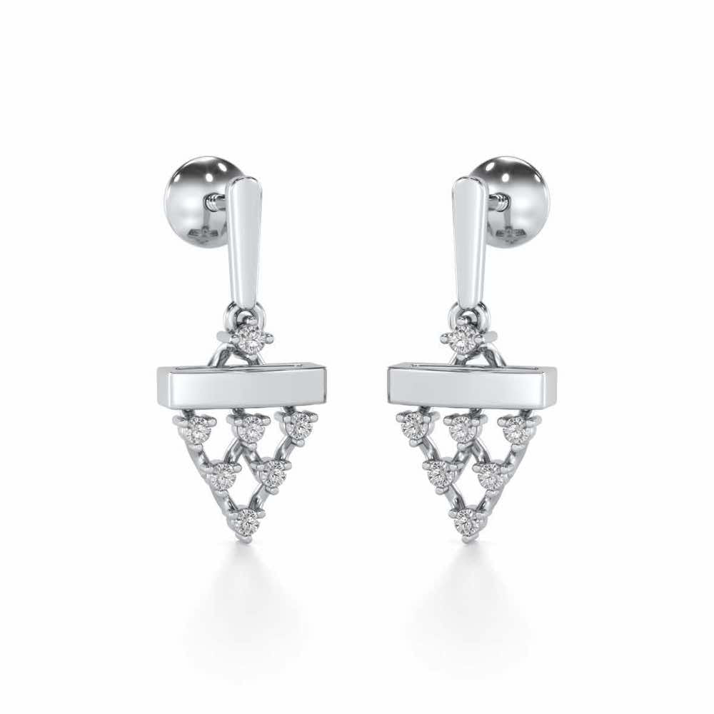 Triangular Saga Silver Earrings - White Gold - Image 2