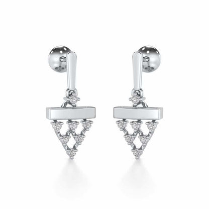 Triangular Saga Silver Earrings - White Gold - Image 2