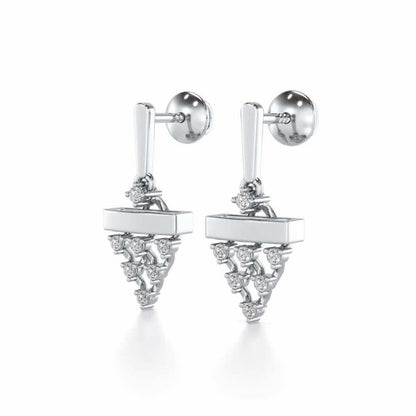 Triangular Saga Silver Earrings - White Gold - Image 3