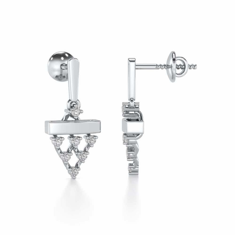 Triangular Saga Silver Earrings - White Gold - Image 4