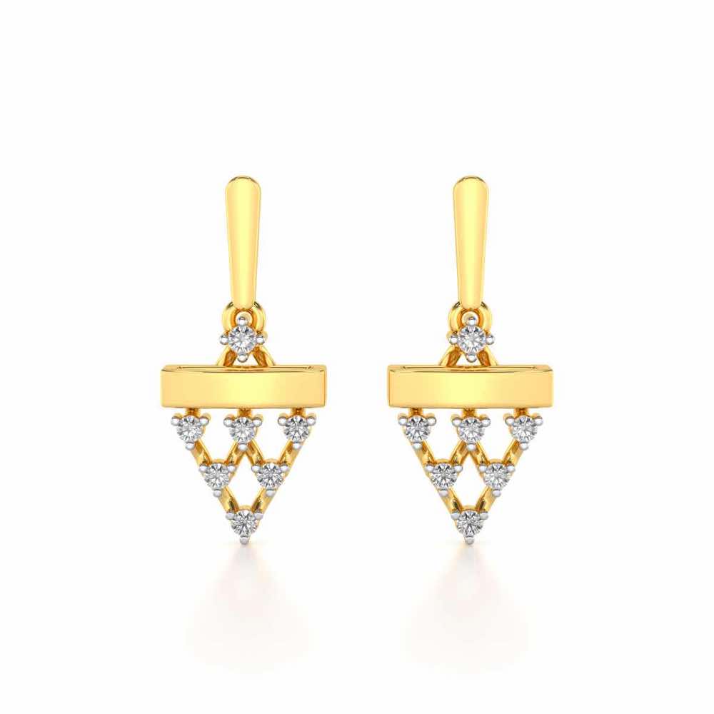 Triangular Saga Silver Earrings - Yellow Gold - Image 1