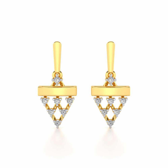 Triangular Saga Silver Earrings - Yellow Gold - Image 1