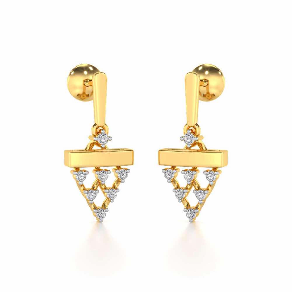 Triangular Saga Silver Earrings - Yellow Gold - Image 2