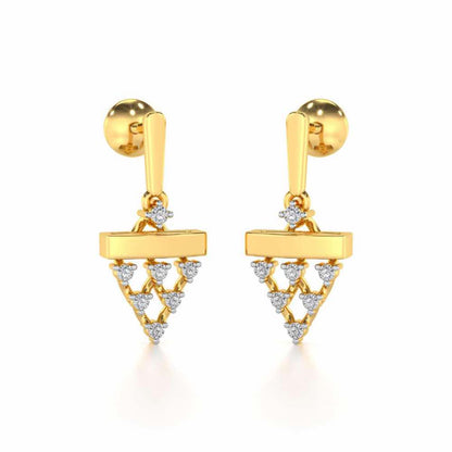 Triangular Saga Silver Earrings - Yellow Gold - Image 2