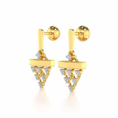 Triangular Saga Silver Earrings - Yellow Gold - Image 3