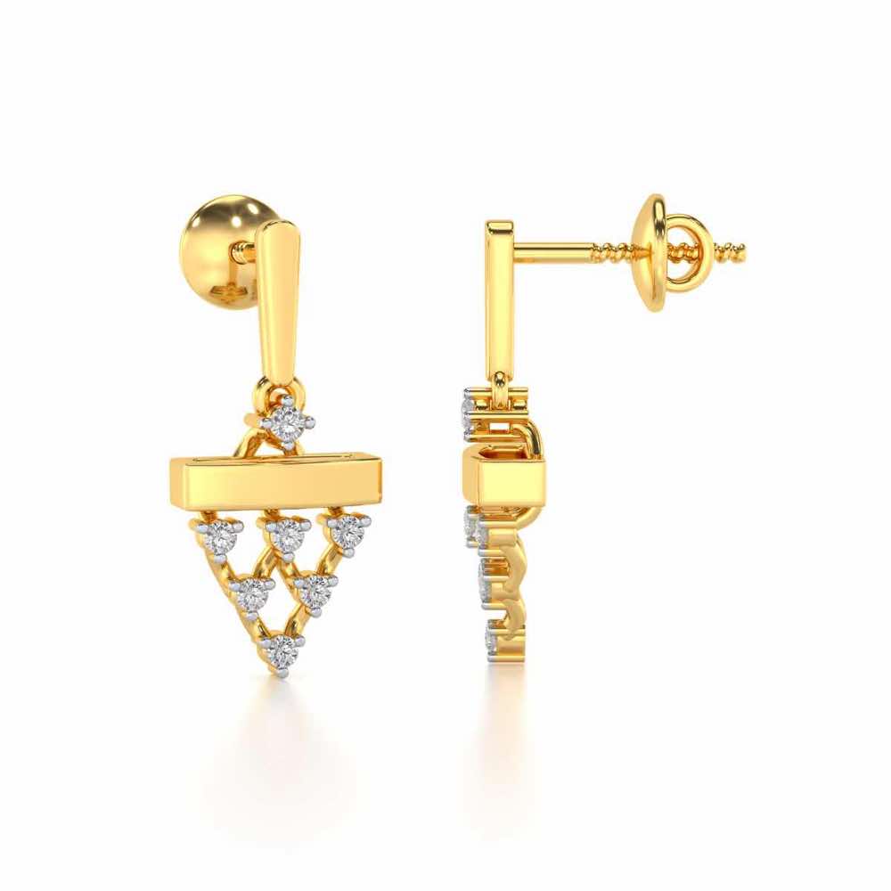Triangular Saga Silver Earrings - Yellow Gold - Image 4