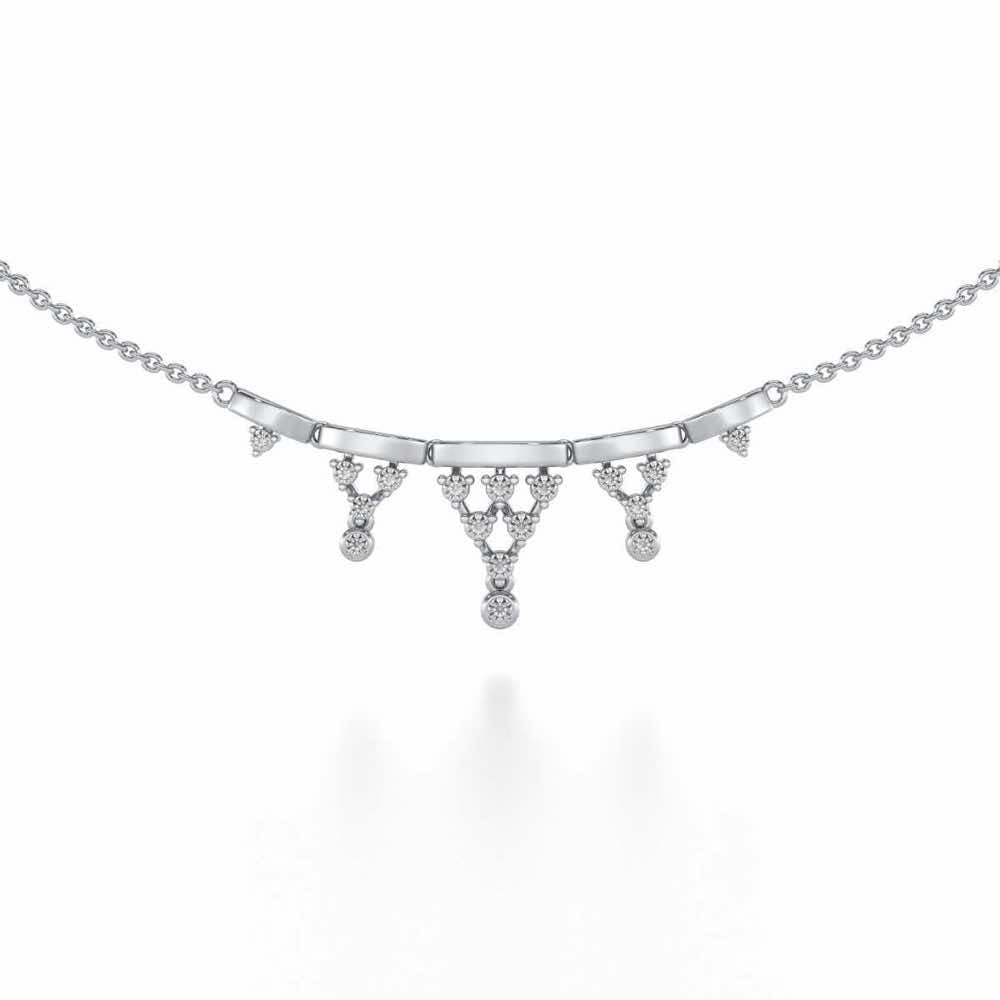 Triangular Saga Silver Necklace - White Gold - Image 1