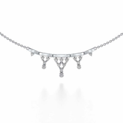 Triangular Saga Silver Necklace - White Gold - Image 1