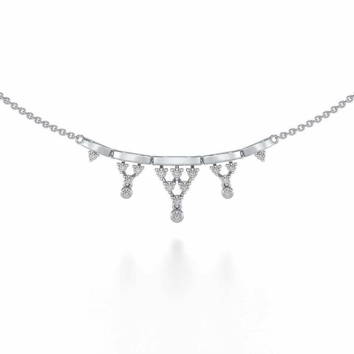 Triangular Saga Silver Necklace - White Gold - Image 1