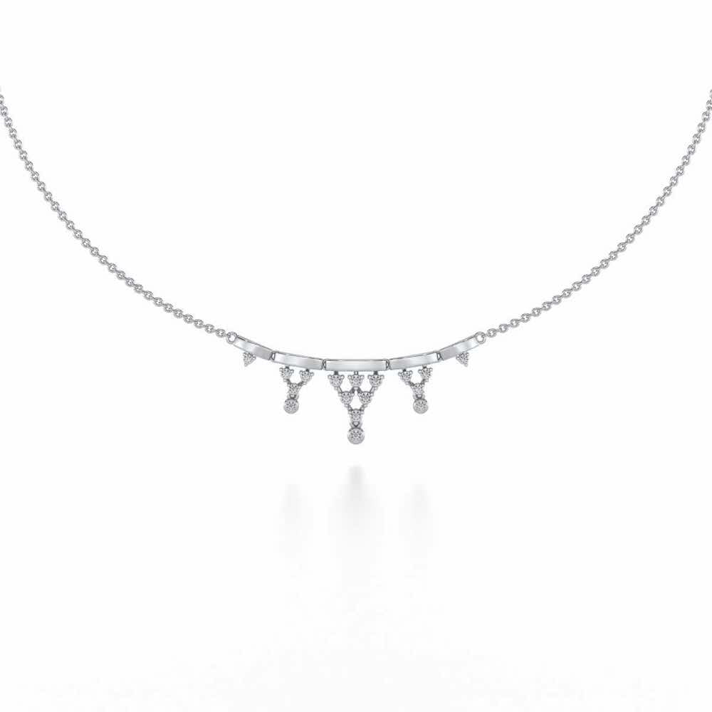 Triangular Saga Silver Necklace - White Gold - Image 2