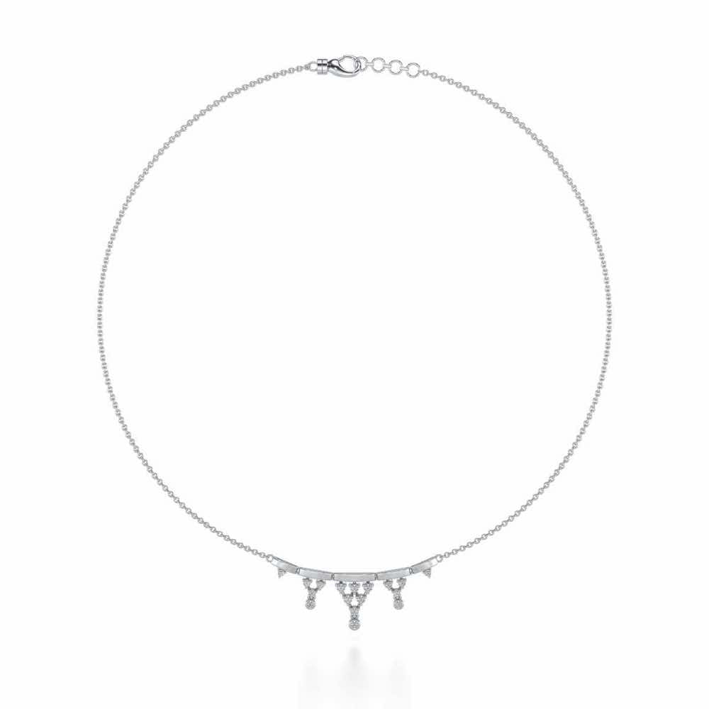 Triangular Saga Silver Necklace - White Gold - Image 3