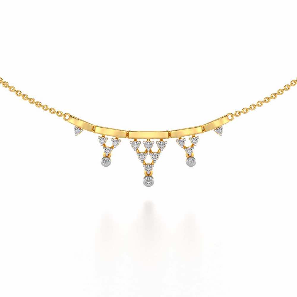 Triangular Saga Silver Necklace - Yellow Gold - Image 1