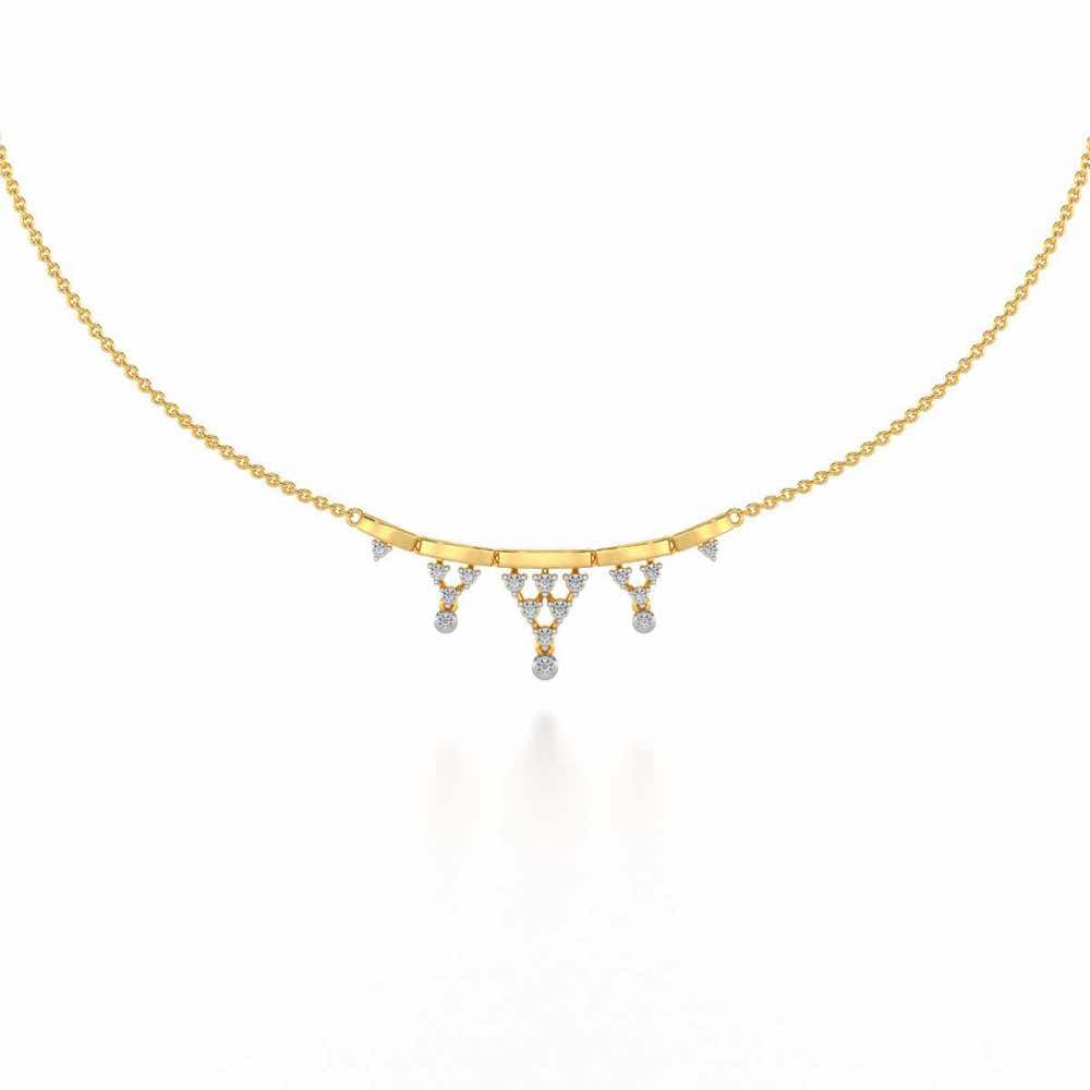 Triangular Saga Silver Necklace - Yellow Gold - Image 2