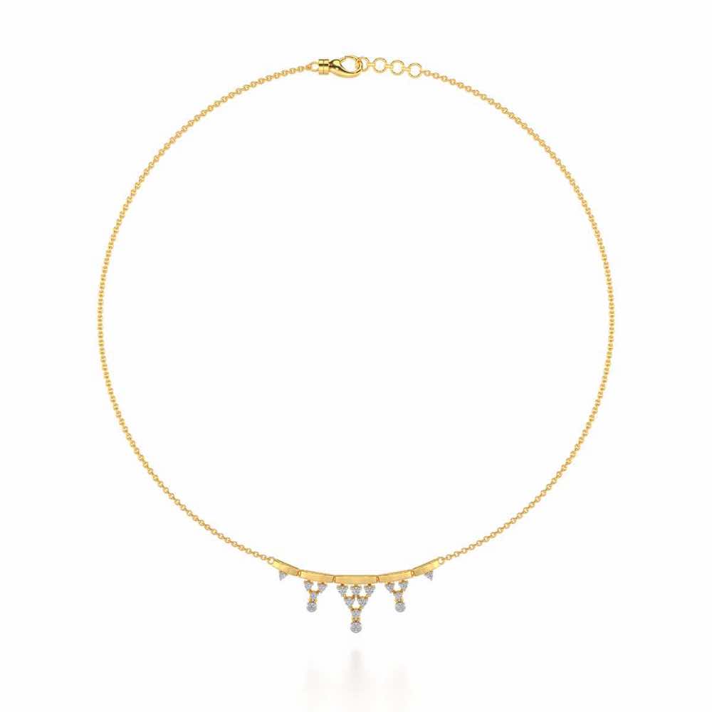 Triangular Saga Silver Necklace - Yellow Gold - Image 3