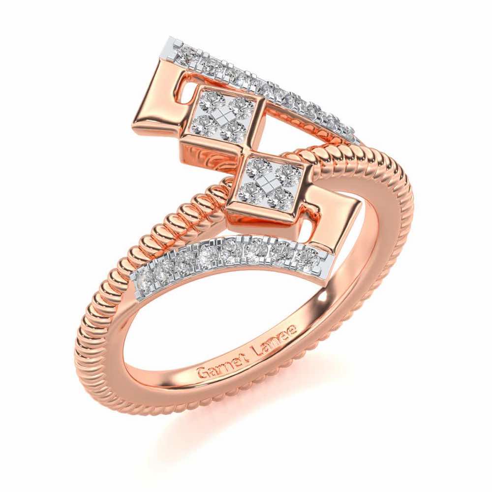 Tribal Square Silver Ring - Rose Gold - Image 1