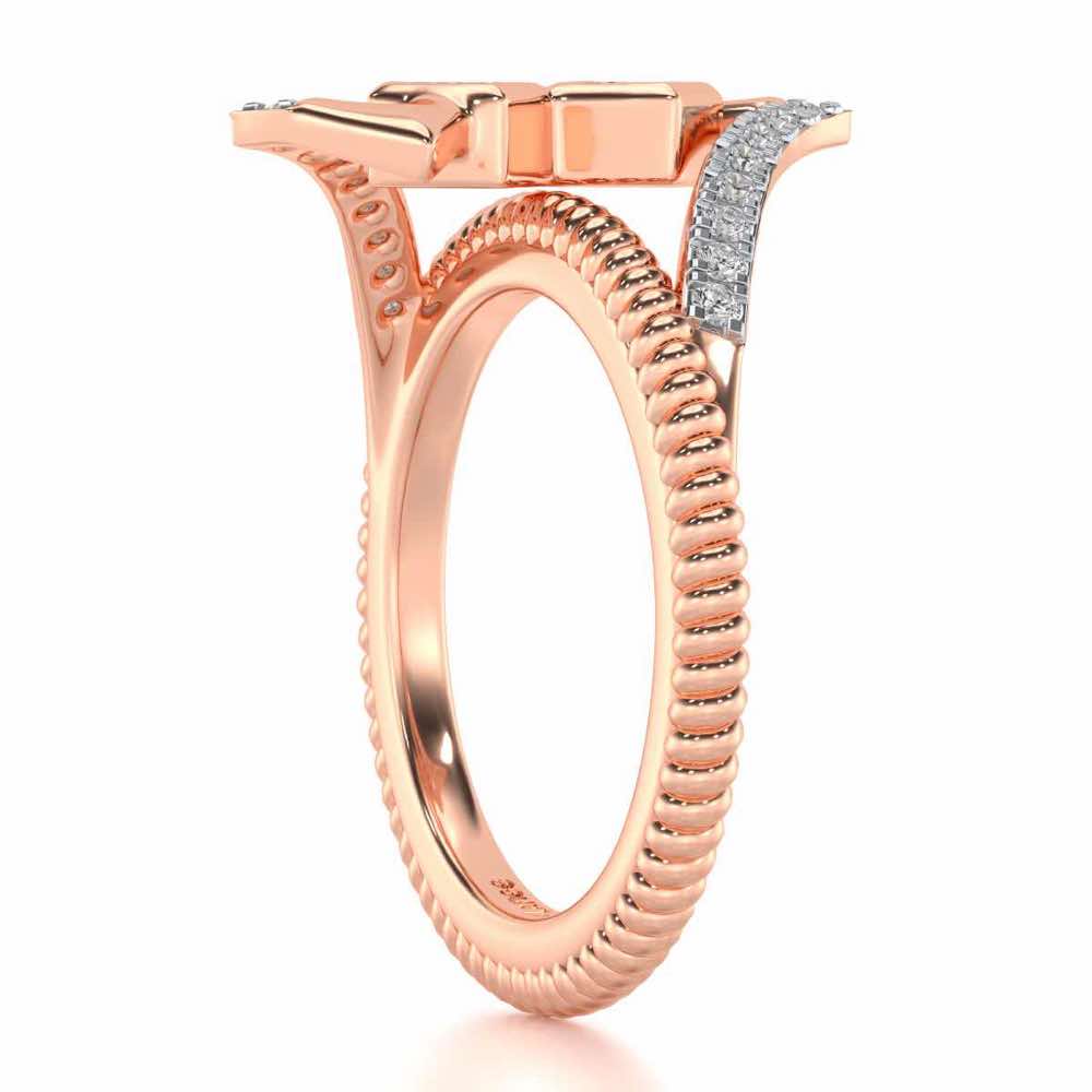 Tribal Square Silver Ring - Rose Gold - Image 3