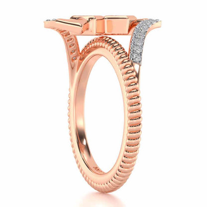 Tribal Square Silver Ring - Rose Gold - Image 3