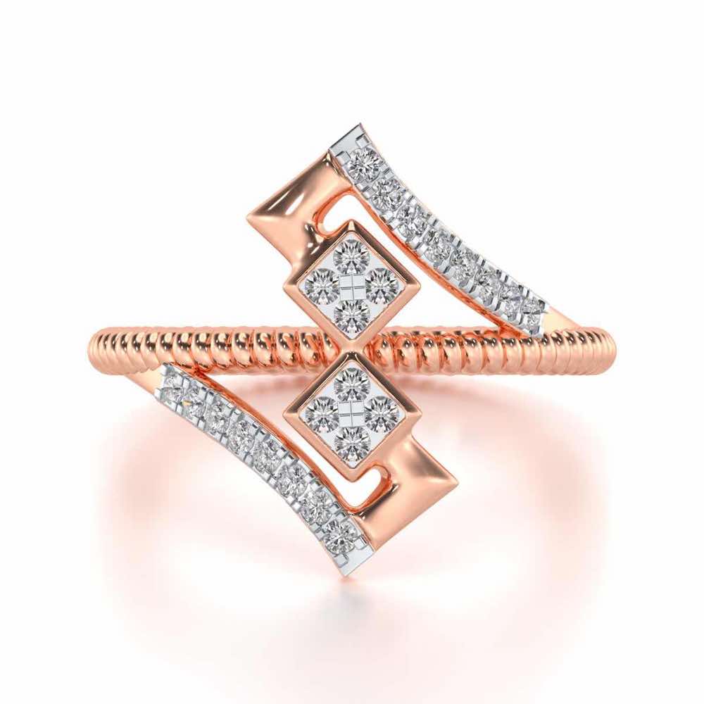 Tribal Square Silver Ring - Rose Gold - Image 4