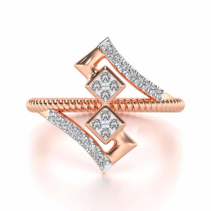 Tribal Square Silver Ring - Rose Gold - Image 4