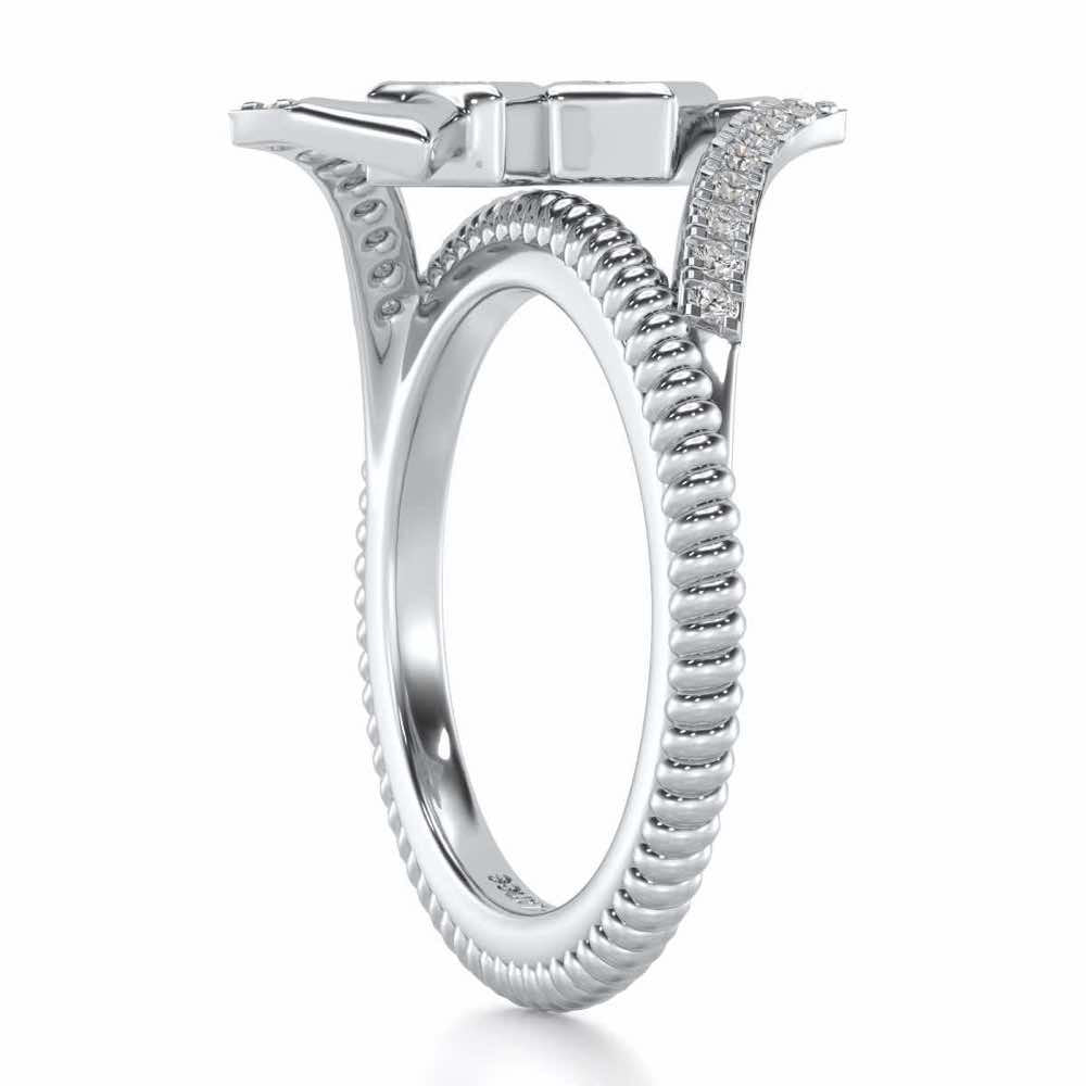 Tribal Square Silver Ring - White Gold - Image 3
